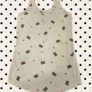 Hot Topic Cream Tank Top with Cat Print